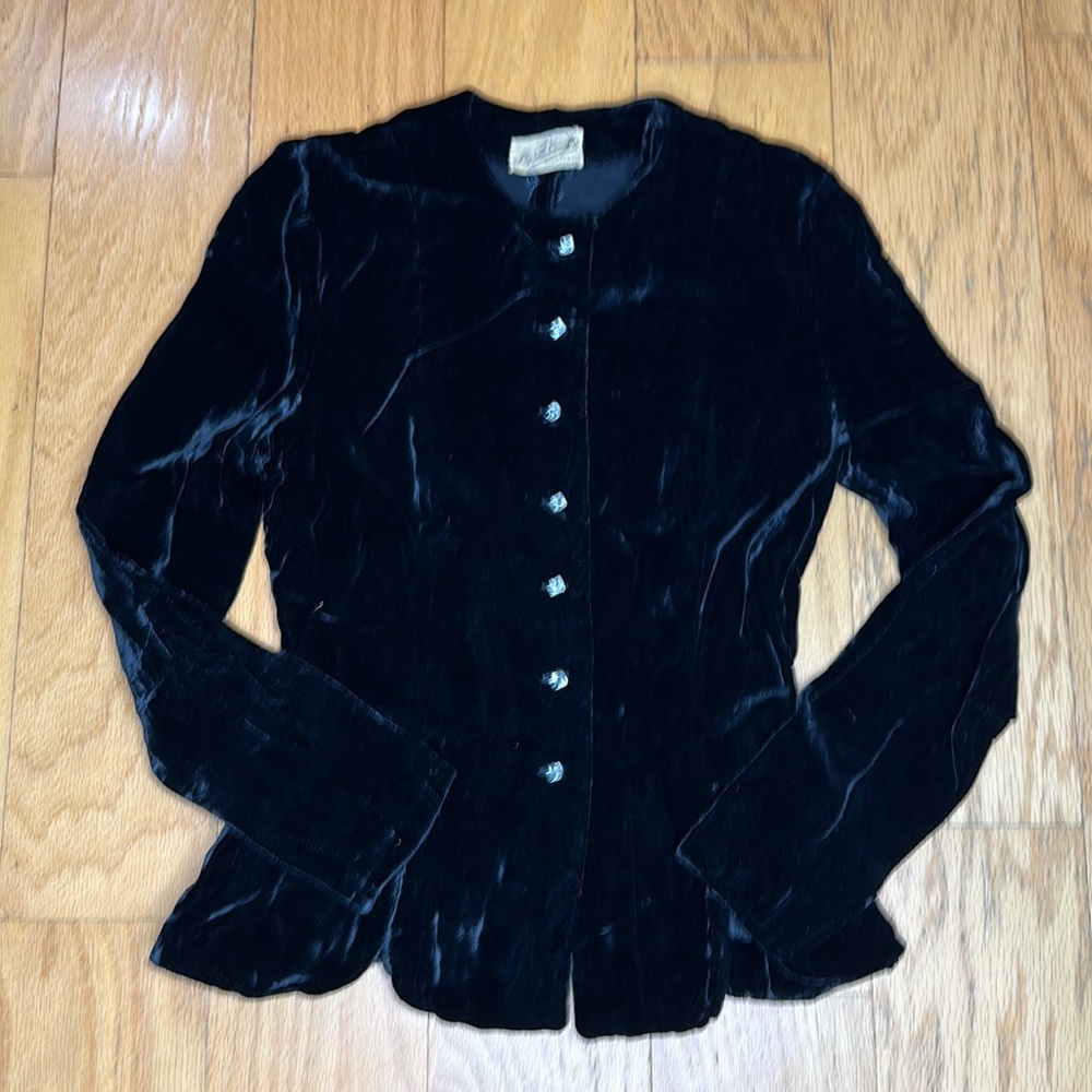 Vintage Peplum Jacket in Black Velvet